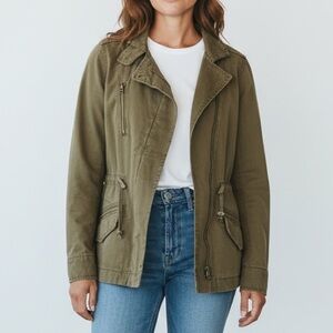 Lucky Brand Women's Olive Utility Jacket with Drawcord Waist